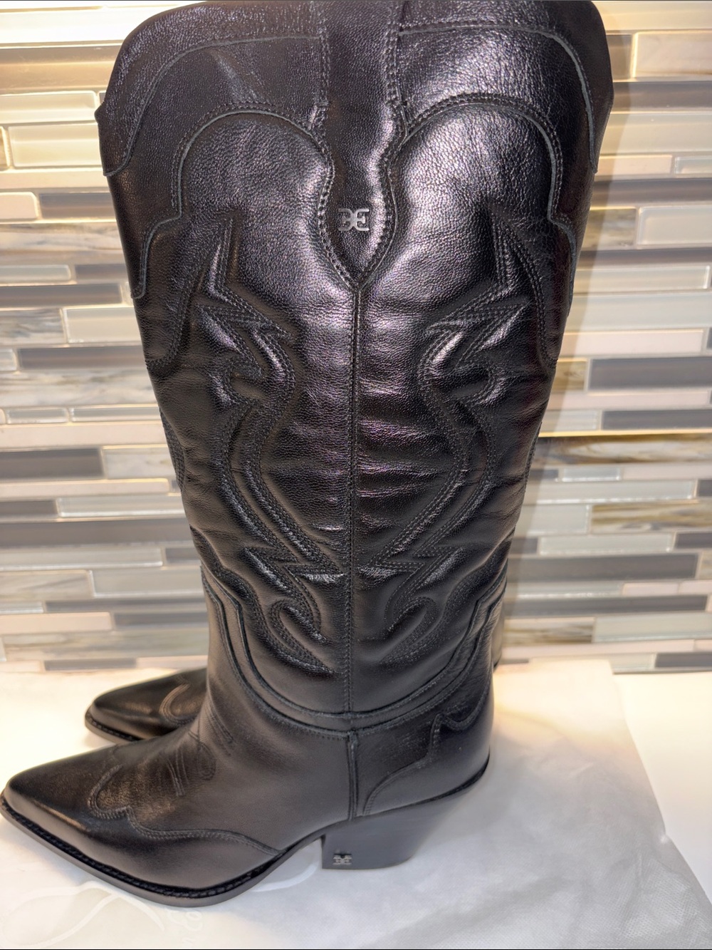 Black James Leather pointed toe Western Boots - Picture 3 of 6